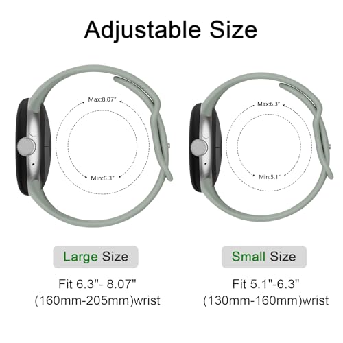 Tobfit Silicone Strap for Google Pixel Watch 3 41mm / Pixel Watch 2 Bands (2024/2023/2022), Waterproof Sport Replacement Band(L, Grey) - Image 3