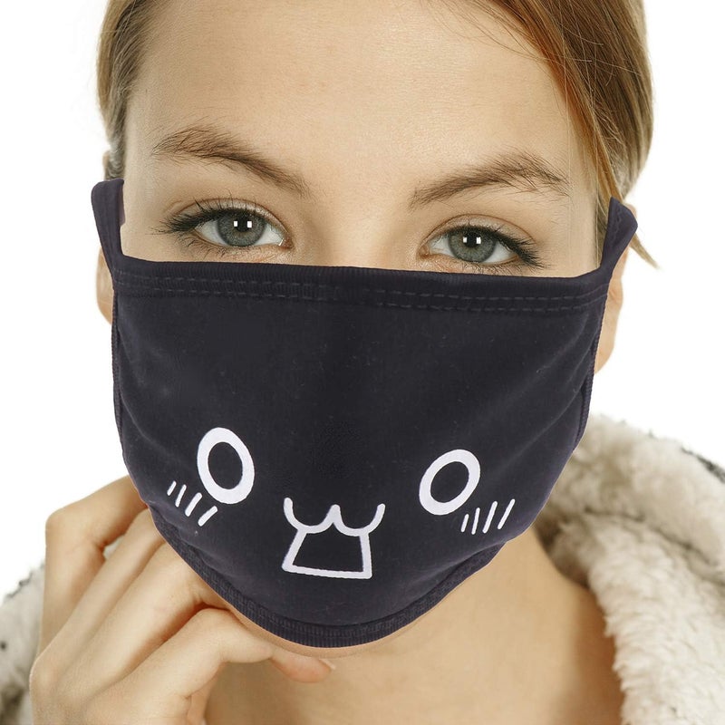 Olgaa 24pcs Kawaii Cotton Mask, Unisex - Black Cartoon Mouth Mask - Image 5