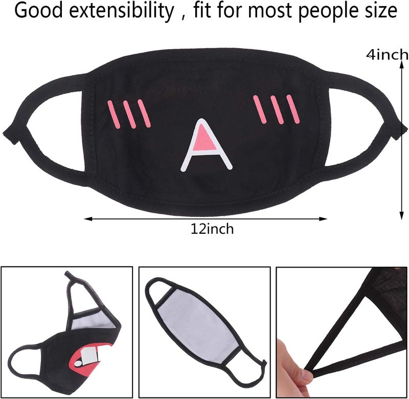 Olgaa 24pcs Kawaii Cotton Mask, Unisex - Black Cartoon Mouth Mask - Image 2
