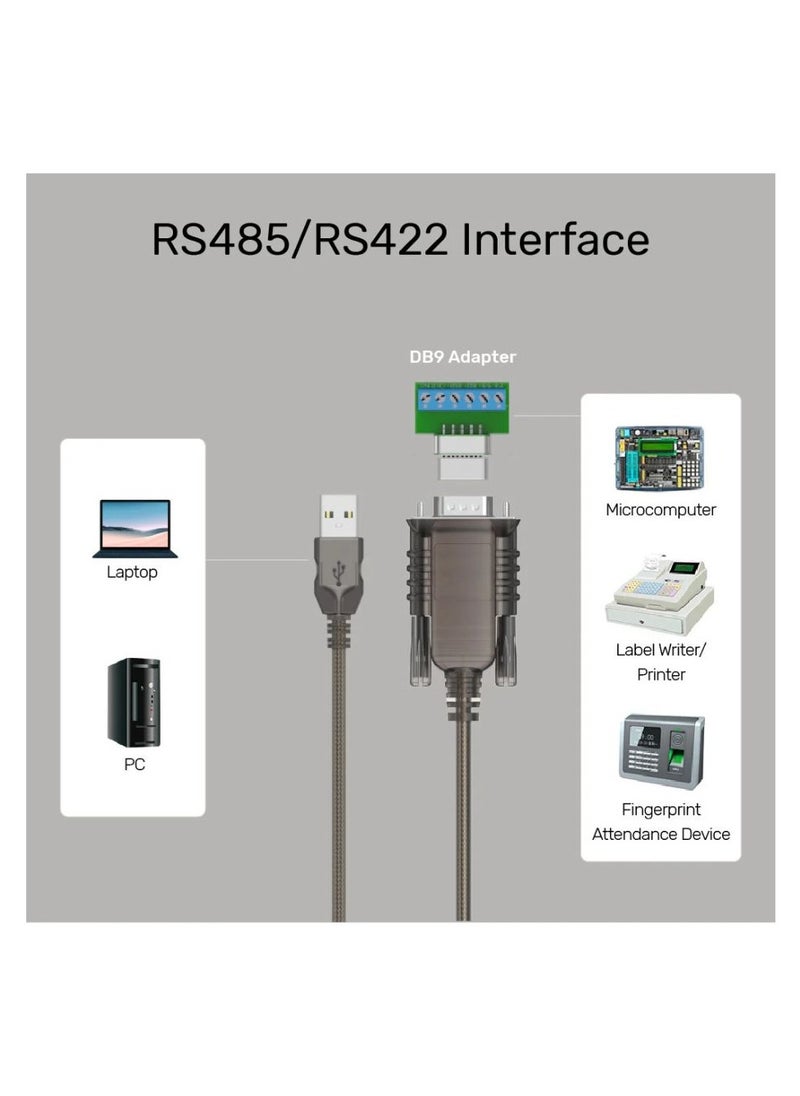 UNITEK UNITEK USB 2.0 to RS422/485 Serial Cable with DB9 Male Connector – High-Speed Data Communication Adapter for Industrial and Commercial Applications  - Image 3