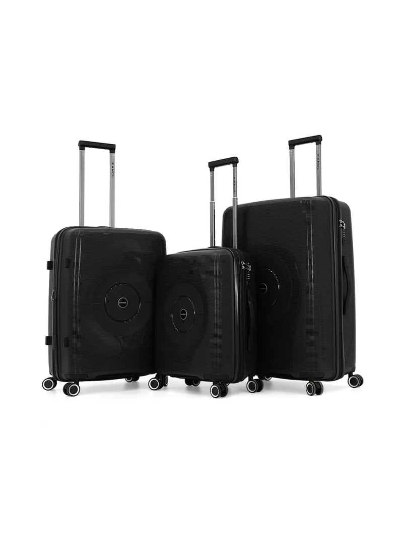 فانكل Hardside Luggage Trolley Bag 3 Pieces Set,Black (S-20",M-24",L-28")