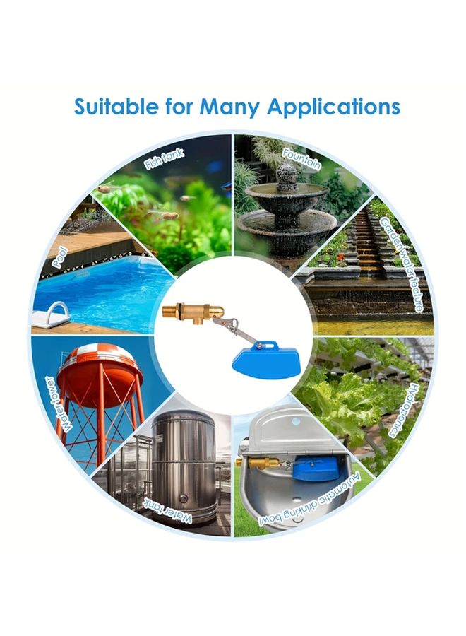 DN15 Adjustable Brass Water Float Valve Automatic Fill Control For Tanks Copper Finish - Image 5