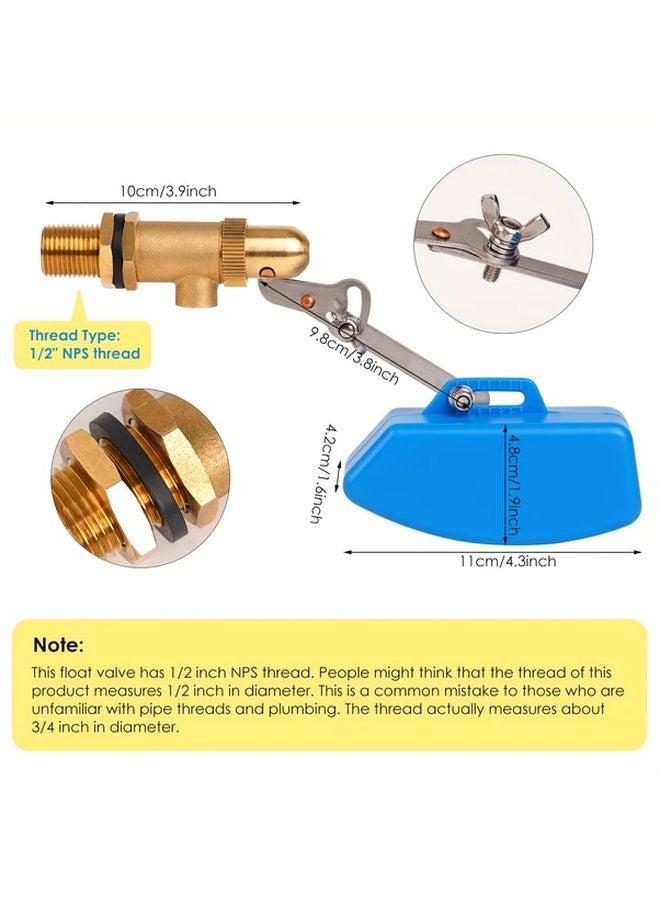 DN15 Adjustable Brass Water Float Valve Automatic Fill Control For Tanks Copper Finish - Image 4