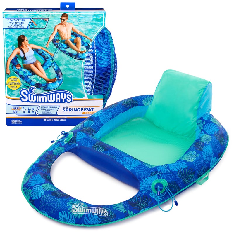 Swimways Elite Spring Float Recliner Pool Lounge Chair Inflatable Pool Floats with Fast Inflation Pool Recliner for Adults up to 250 lbs - Image 2