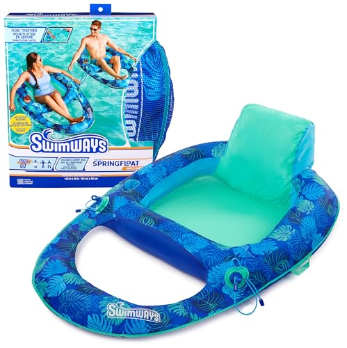 Swimways Elite Spring Float Recliner Pool Lounge Chair Inflatable Pool Floats with Fast Inflation Pool Recliner for Adults up to 250 lbs - Image 1