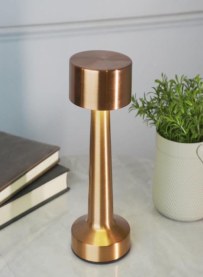 Chronos Modern Cordless LED Table Lamp (Rose Gold) - USB Rechargeable Portable Touch Control Dimmable 3 Light Color Tunable Table Lamp for Hotel, Cafe, Restaurant or Home for Bedside, Center or Dining - Image 1