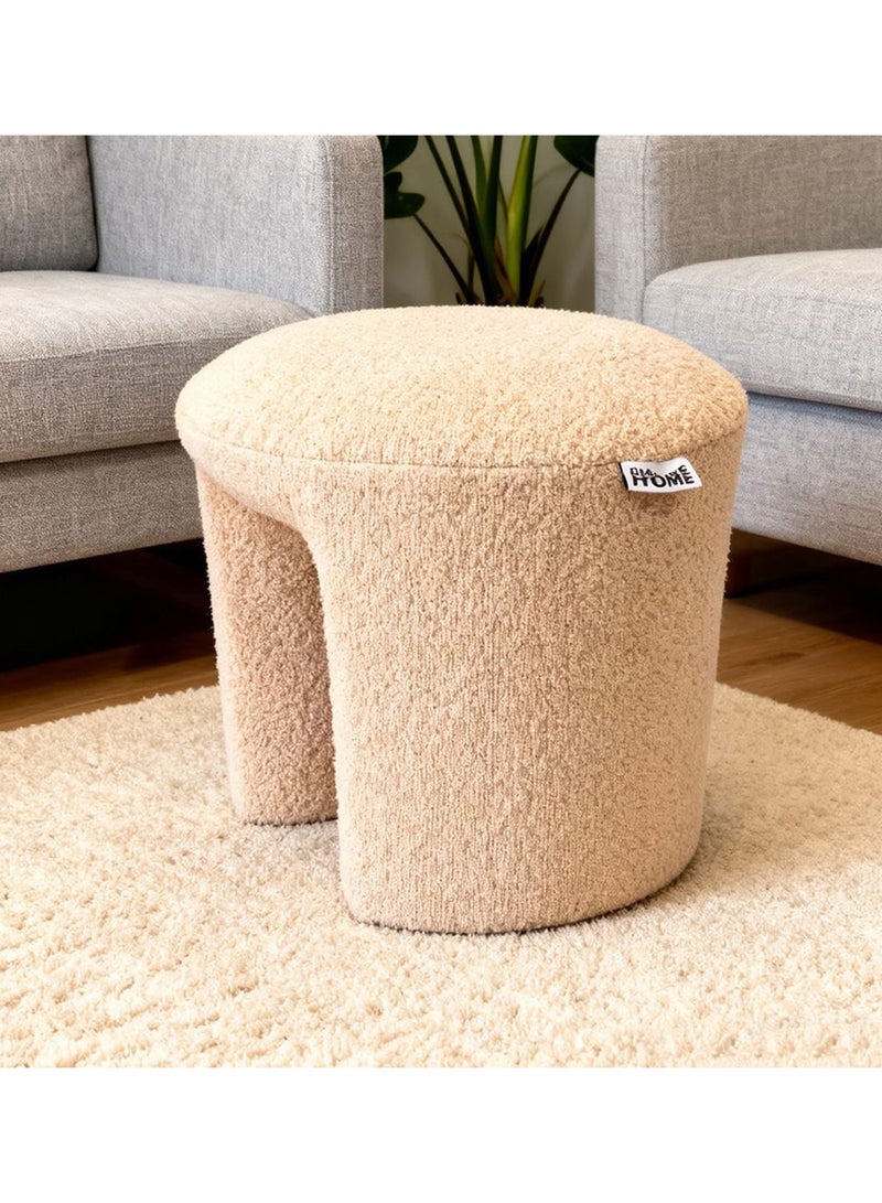 DANUBE HOME Jovani Fabric Ottoman | Multi-Functional Stool | Upholstered Footrest Without Storage L44xW42.5xH47.5cm -Beige - Image 1