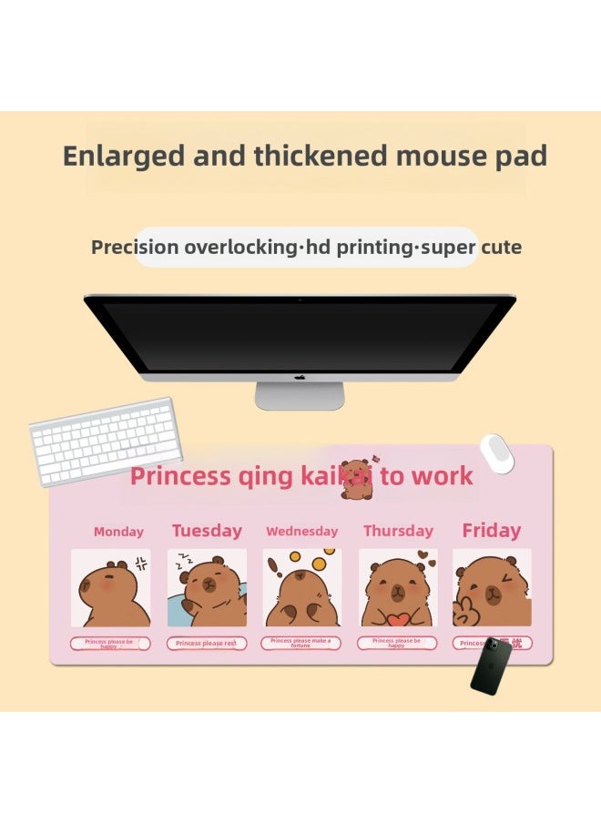 Generic - Hand-painted Kappibala Cute Big Table Mat Office Table Mat Game Big Mouse Mat Anti-slip Mat Oversized And Super Thick-Color:900*400*3mm-Pattern:C7-Please Princess Happy To Work - Image 1