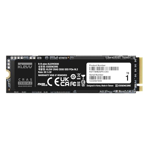KLEVV CRAS C930 1TB M.2 2280 NVMe PCIe Gen4x4 Internal Gaming SSD Aluminium Heatsink Included, Compatible with PS5, up to 7400MB/s with DRAM Cache (K01TBM2SP0-C93) - Image 2