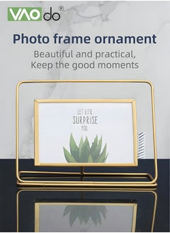 VAOdo Wrought Iron Photo Frame Creative Light Luxury Glass Photo Frame Gold Tabletop Ornament Office Bedroom Photo Ornament  - Image 2