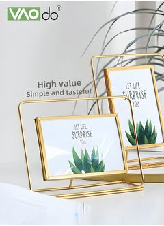 VAOdo Wrought Iron Photo Frame Creative Light Luxury Glass Photo Frame Gold Tabletop Ornament Office Bedroom Photo Ornament  - Image 3