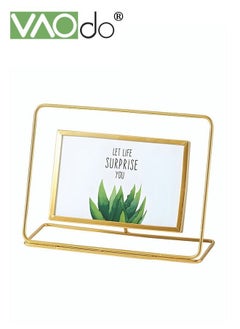 VAOdo Wrought Iron Photo Frame Creative Light Luxury Glass Photo Frame Gold Tabletop Ornament Office Bedroom Photo Ornament  - Image 1