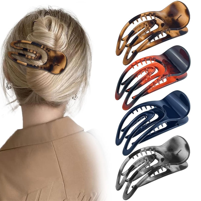 4 Pcs French Concord Flat Hair Clips 354 Inch Curved Hair Claw Alligator Hair Clips Volume Strong Hold Banana Barrettes Hair Clamps Jaw Clips for Women