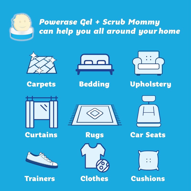 Scrub Daddy Powerase Gel Fabric Stain Remover - Multipurpose Upholstery Cleaner for Fabric & Leather Sofa, Furniture & Carpet Stain Remover for Old Stains, Mattress Cleaning, Incl. Scrub Mommy Sponge Easy assemble - Image 2