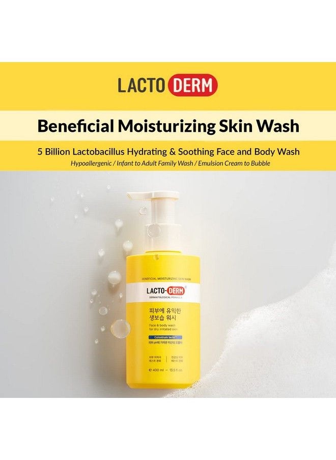 CLEADERM - Lactoderm Beneficial Moisturizing Skin Wash With Lactobacillus Ferment 13.5 Fl.Oz. Hydrating 2In1 Face And Body Wash With 100% Natural Ingredients Hypoallergenic Family Wash For Infant To Adult - Image 1