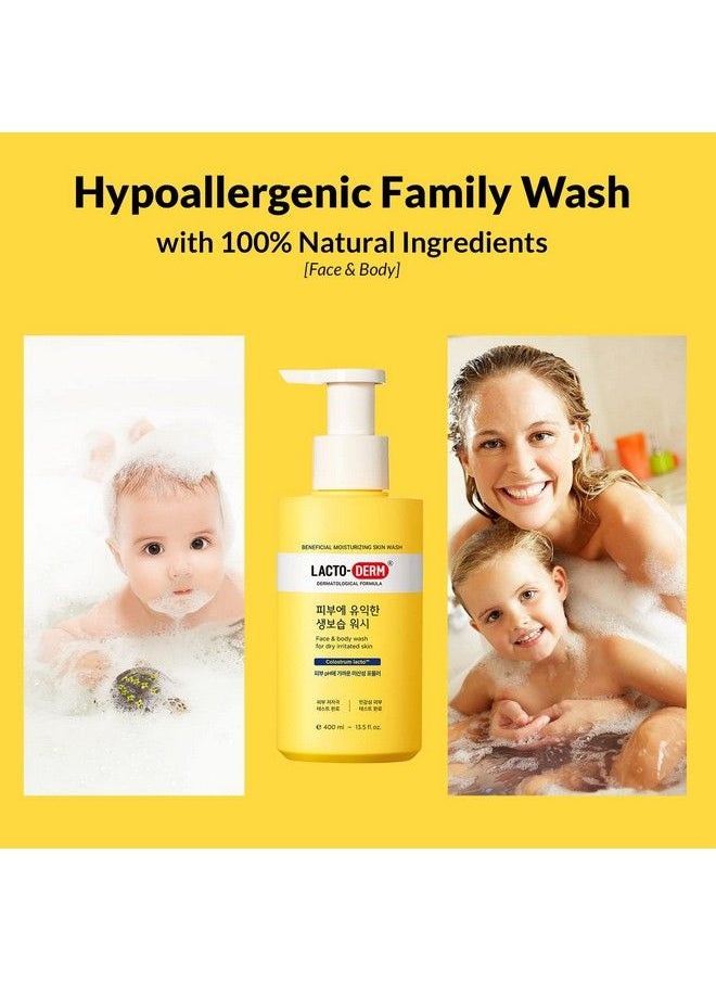 CLEADERM - Lactoderm Beneficial Moisturizing Skin Wash With Lactobacillus Ferment 13.5 Fl.Oz. Hydrating 2In1 Face And Body Wash With 100% Natural Ingredients Hypoallergenic Family Wash For Infant To Adult - Image 1