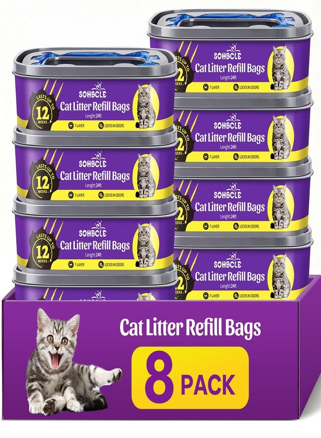 SOHBCLE Upgraded Cat Litter Refill Bags|8-Pack Cartridges Compatible with Genie Cat Litter Refills Standard,Plus and Style Pail |7-Layer Superior Odor Control (NOT Compatible with XL) - Image 1