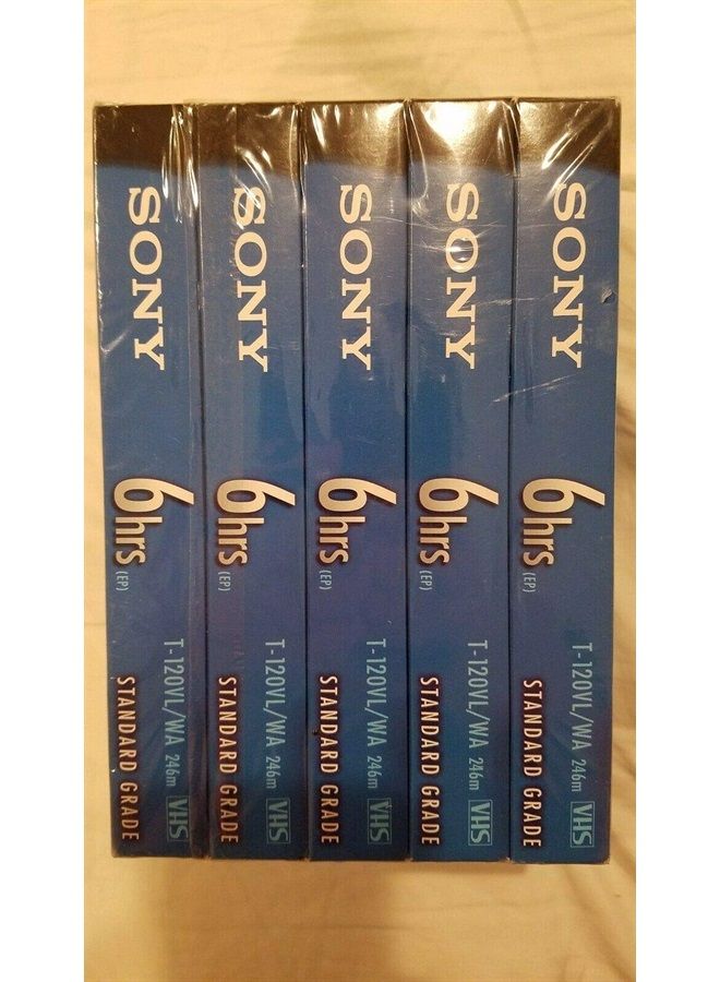 Sony VHS T-120VL/WA Standard Grade VHS Tape - 5 pack