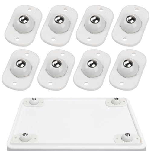 TRVL FIELDER Self Adhesive Caster Wheels, Appliance Rollers for Kitchen Appliances, 360° Swivel Mini Universal Wheel Roller Casters, Sticky Pulley for Trash Can, Appliance Slider (8, White-Swivel) - Image 1