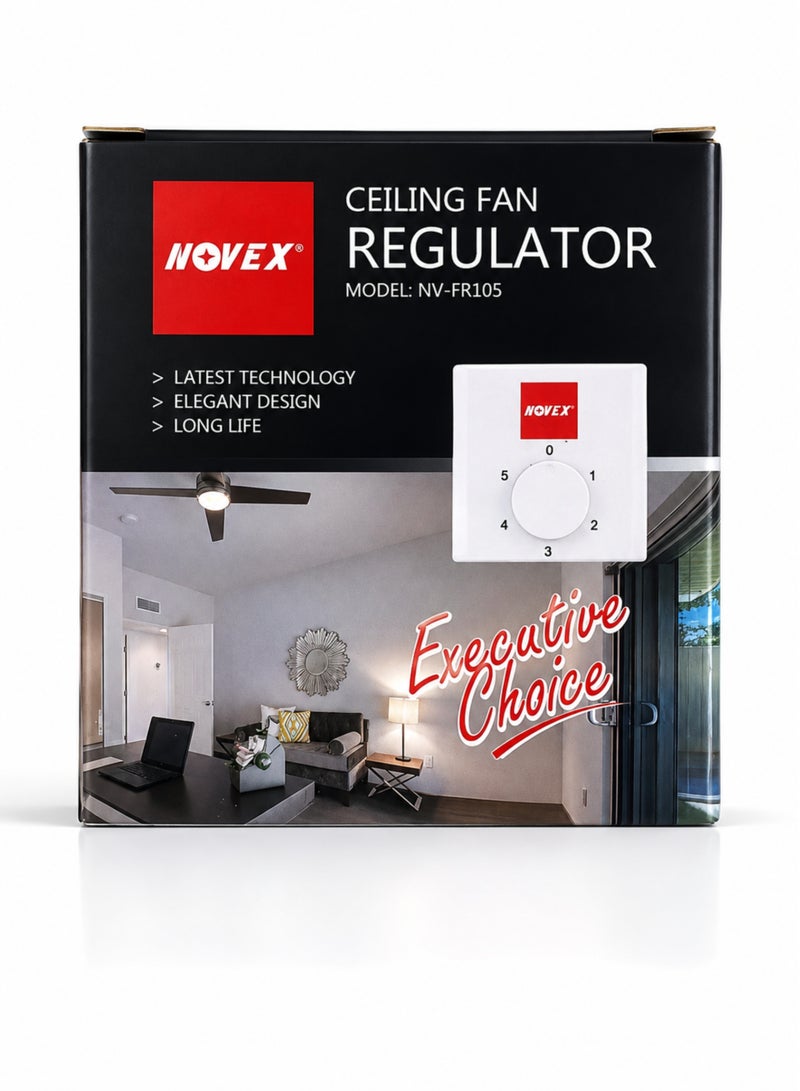 NOVEX Ceiling Fan Regulator 5 Speed, 220-240V, 80W, 0.35A, Rotary Fan Speed Controller, Smooth & Steady Operation, Energy Efficient, Wall Mounted - Image 3