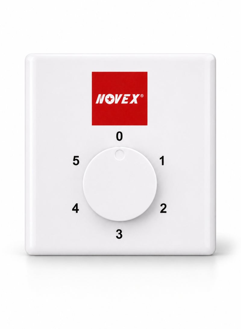 NOVEX Ceiling Fan Regulator 5 Speed, 220-240V, 80W, 0.35A, Rotary Fan Speed Controller, Smooth & Steady Operation, Energy Efficient, Wall Mounted - Image 2