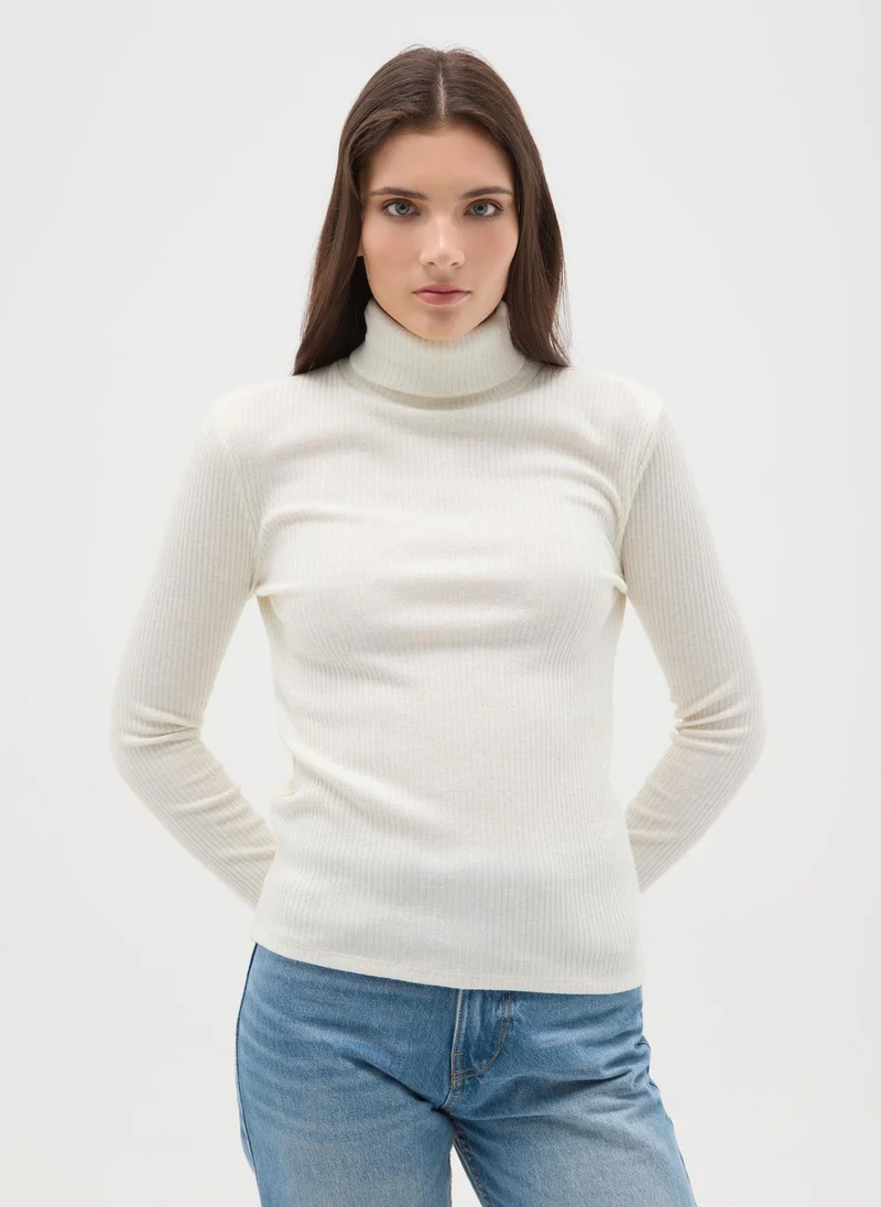 Ovs OVS White Striped Long Sleeve Crew Neck Regular Fit Top