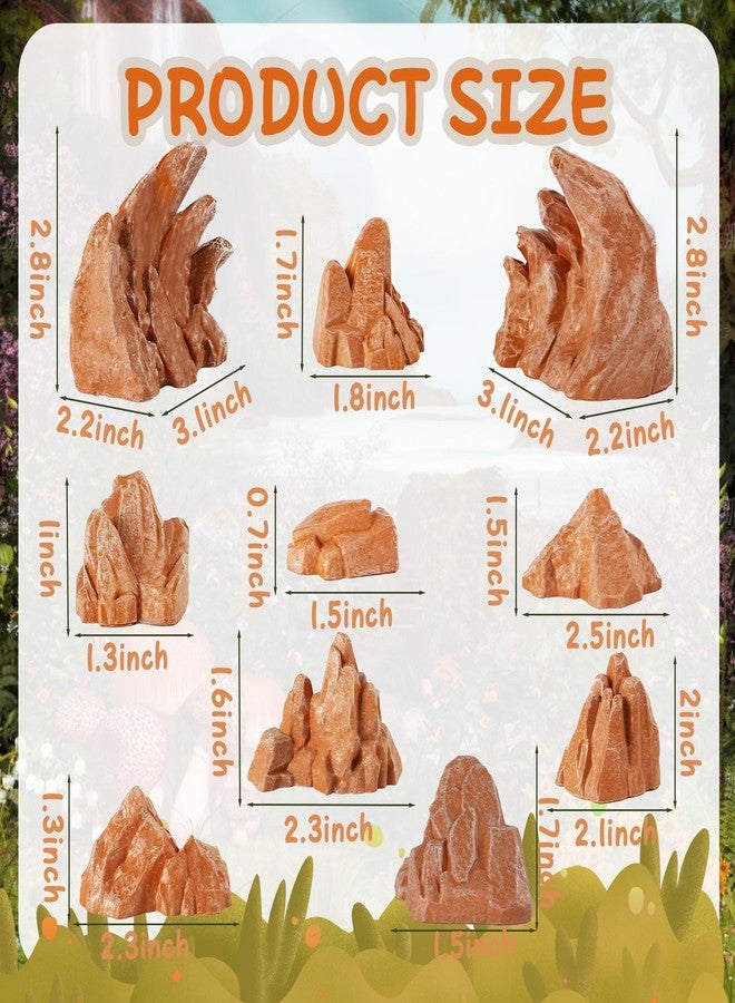 Warmtree 10 Pcs Simulation Miniature Rockery Diorama Rocks Miniature Stone for Diorama Supplies Miniature Terrain Fairy Garden Zen Garden Accessories Terrarium Decor Tank Aquarium Decoration(Brown) - Image 2