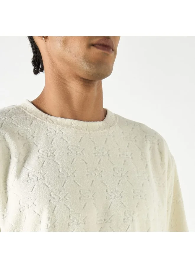 STARTER Starter All-Over Textured Sweater with Short Sleeves and Crew Neck