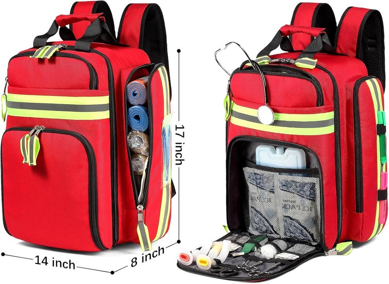 Gatycallaty First Aid Backpack  Medical Evacuation Bag  Red Emergency Lifeguard Bag for Ems Emt First Responder Trauma Red - Image 3