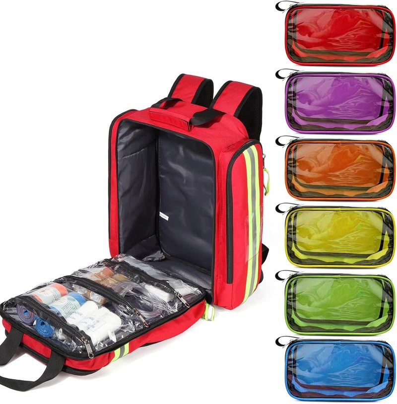 Gatycallaty First Aid Backpack  Medical Evacuation Bag  Red Emergency Lifeguard Bag for Ems Emt First Responder Trauma Red - Image 5