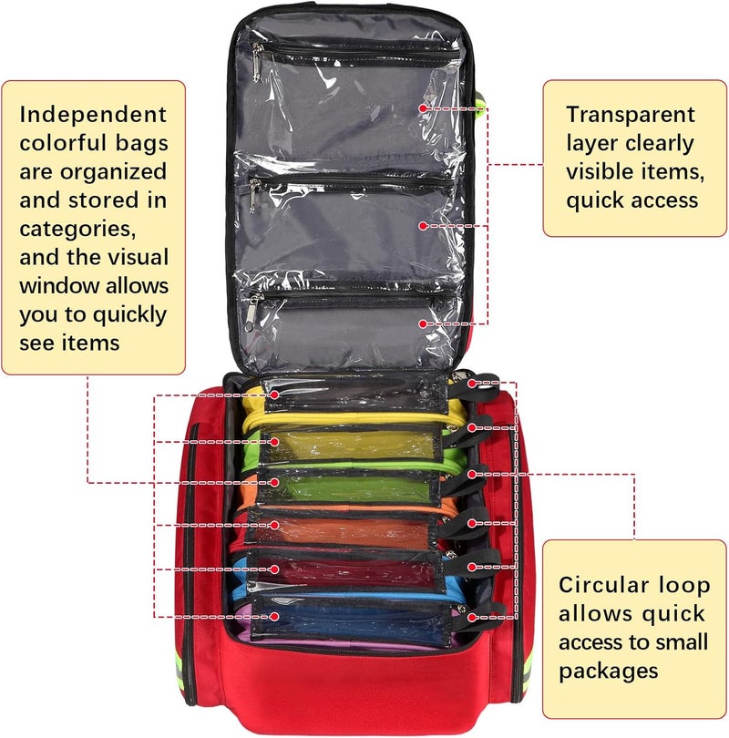 Gatycallaty First Aid Backpack  Medical Evacuation Bag  Red Emergency Lifeguard Bag for Ems Emt First Responder Trauma Red - Image 4