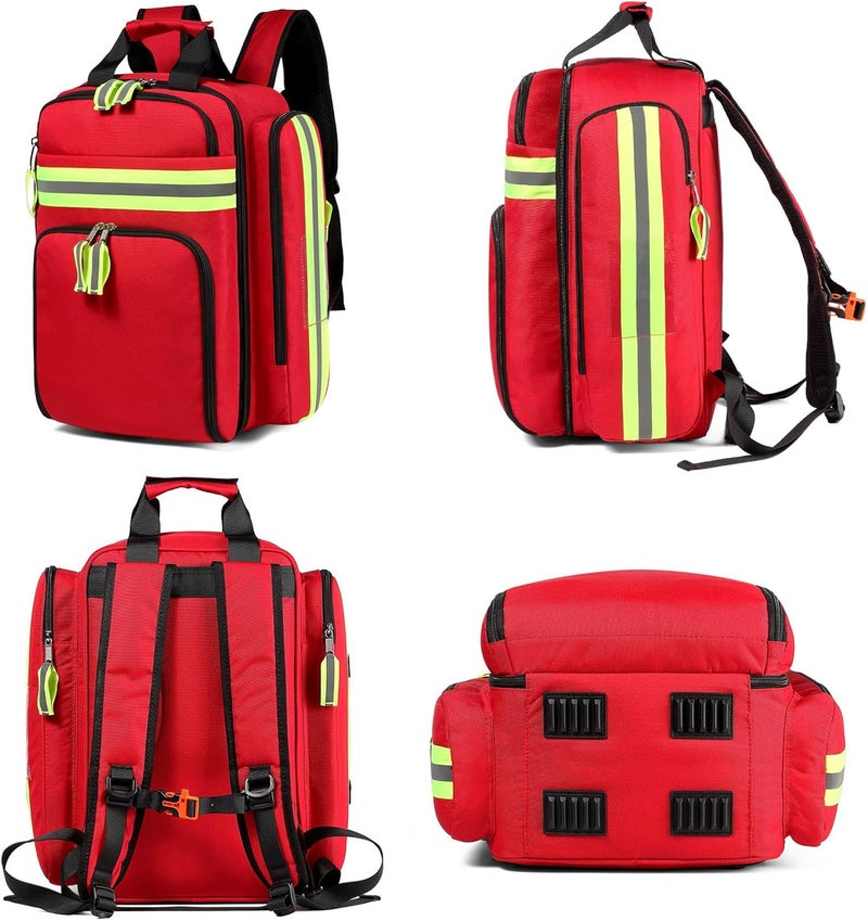 Gatycallaty First Aid Backpack  Medical Evacuation Bag  Red Emergency Lifeguard Bag for Ems Emt First Responder Trauma Red - Image 2