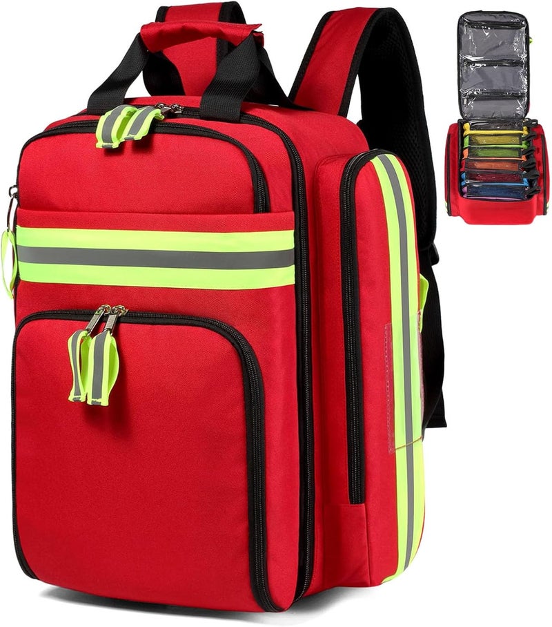 Gatycallaty First Aid Backpack  Medical Evacuation Bag  Red Emergency Lifeguard Bag for Ems Emt First Responder Trauma Red - Image 1