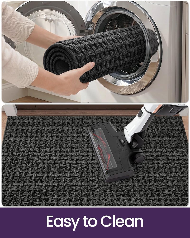 DEXI Front Door Mat Inside Entrance Non Slip 44 x 76 cm, Washable Indoor Doormats Low Profile, Dirt Trapping Welcome Mat for Floor Home Entryway Porter Hall Backdoor Area, Grey - Image 4