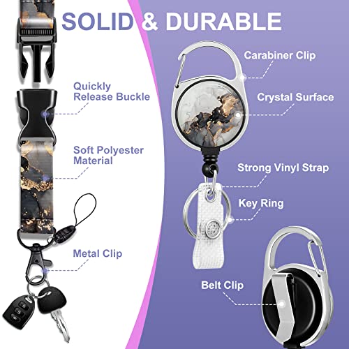 Toykee ID Badge Holder with Lanyard and Retractable Badge Reel Clip, Marble Card Name Tag Lanyard Vertical ID Protector Bage Clips for Men Women Nurse Nursing Doctor Teacher Student Grey - Image 4