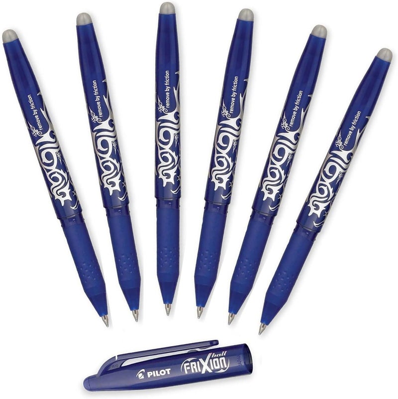 Pilot Frixion Ball Erasable Gel Pens, Fine Point, Blue Ink, 0.7mm - Pack of 6 - Image 1