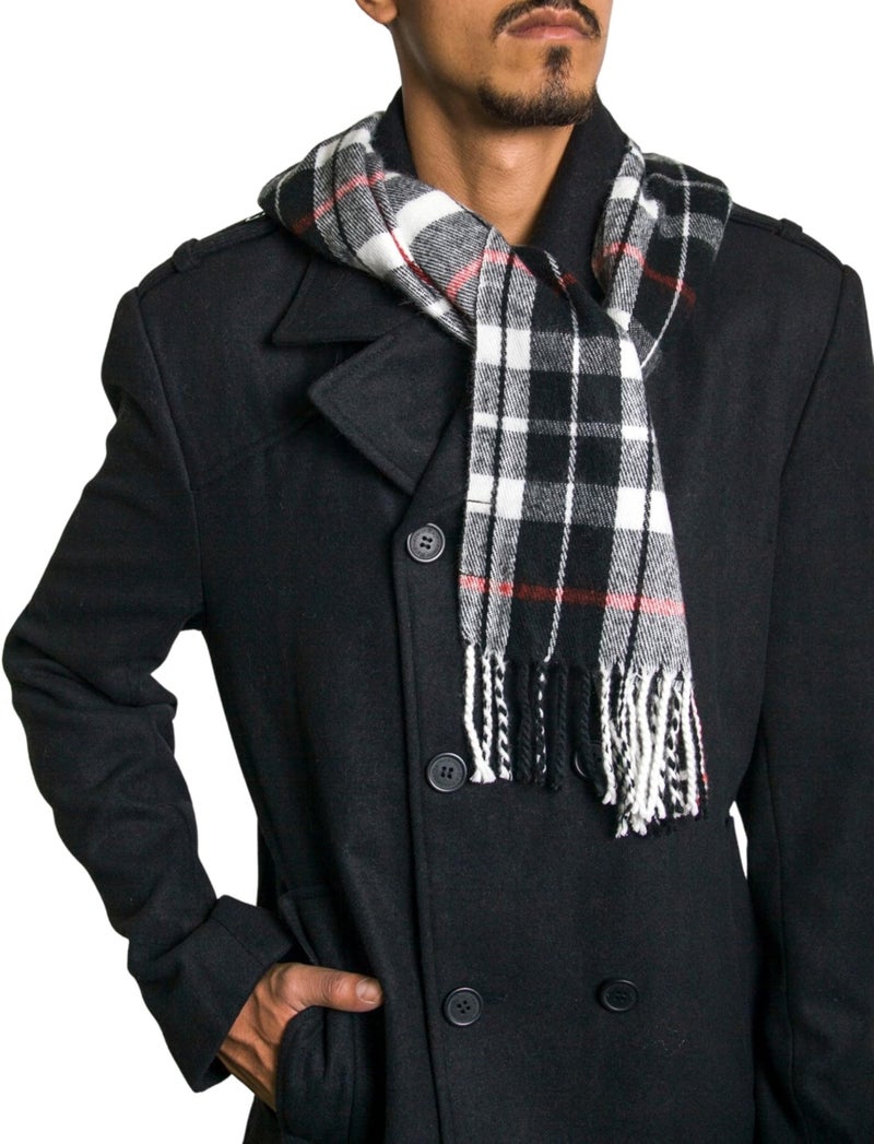 Alpine Swiss Mens Plaid Scarf Soft Winter Scarves Unisex,Red Plaid,One Size - Image 2