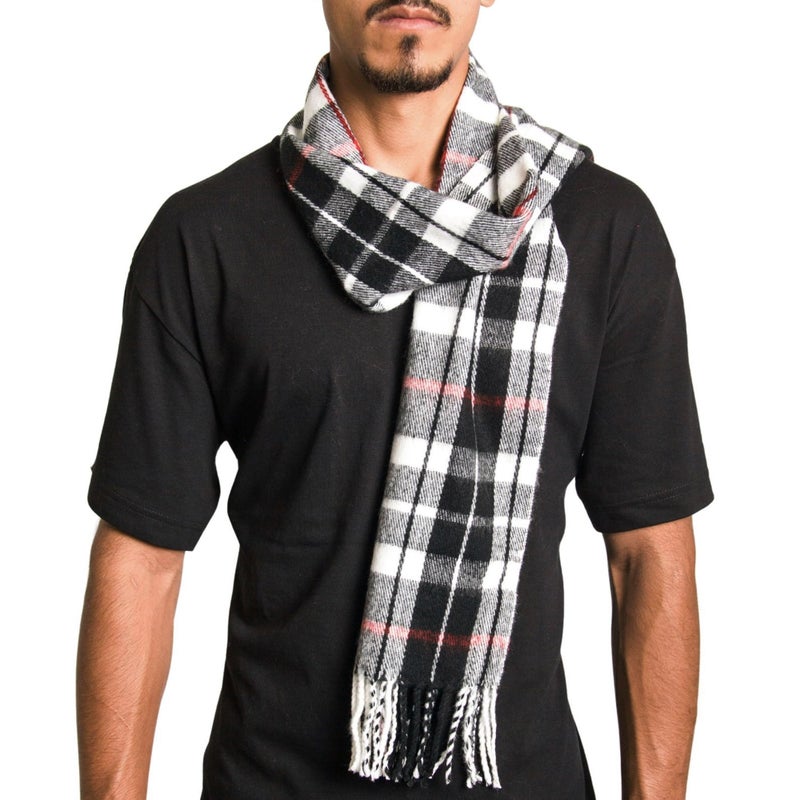 Alpine Swiss Mens Plaid Scarf Soft Winter Scarves Unisex,Red Plaid,One Size - Image 4