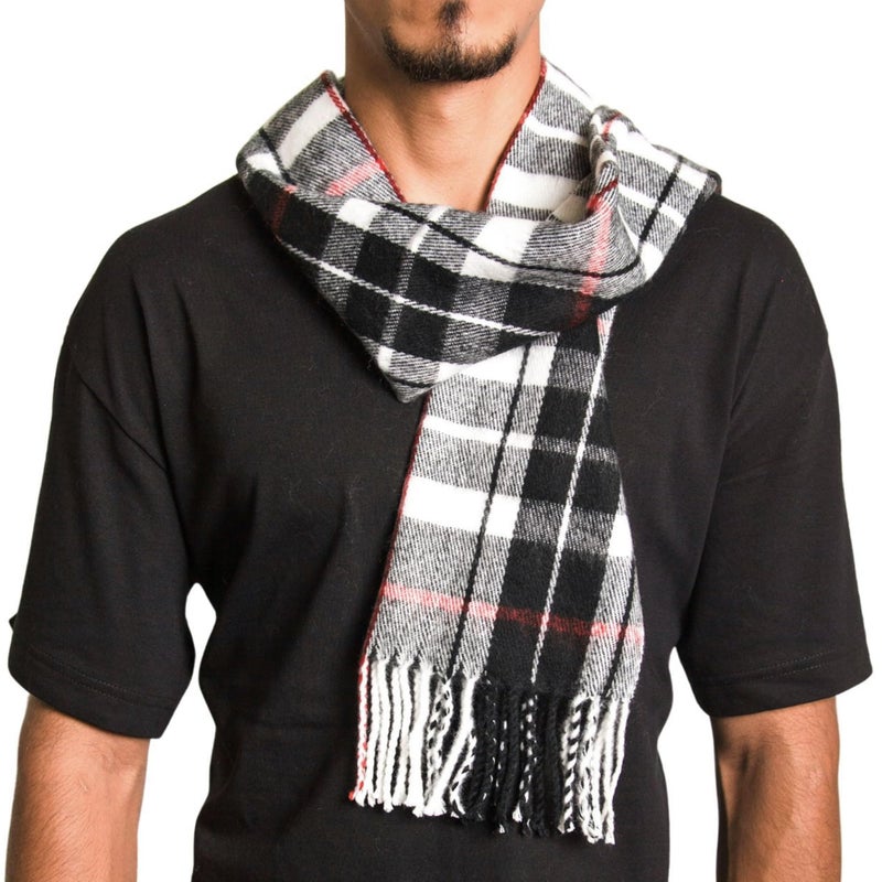 Alpine Swiss Mens Plaid Scarf Soft Winter Scarves Unisex,Red Plaid,One Size - Image 5