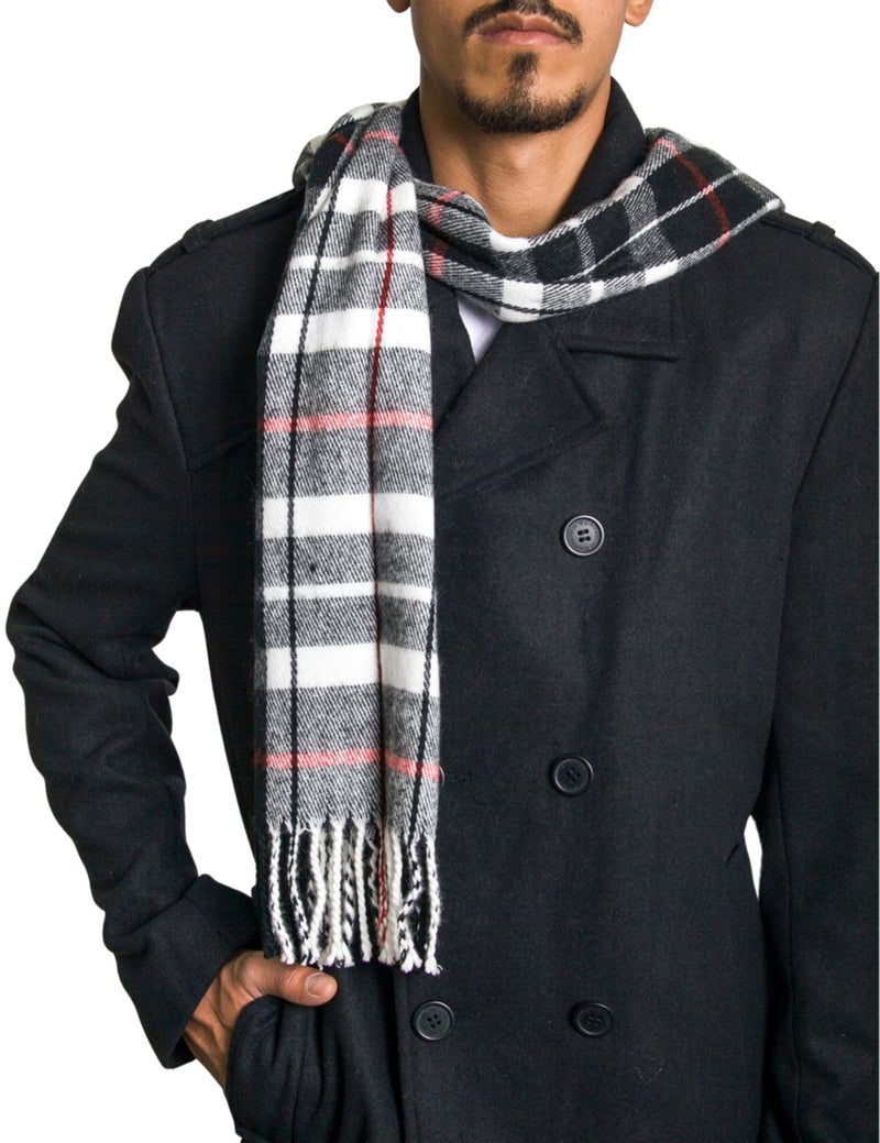 Alpine Swiss Mens Plaid Scarf Soft Winter Scarves Unisex,Red Plaid,One Size - Image 3