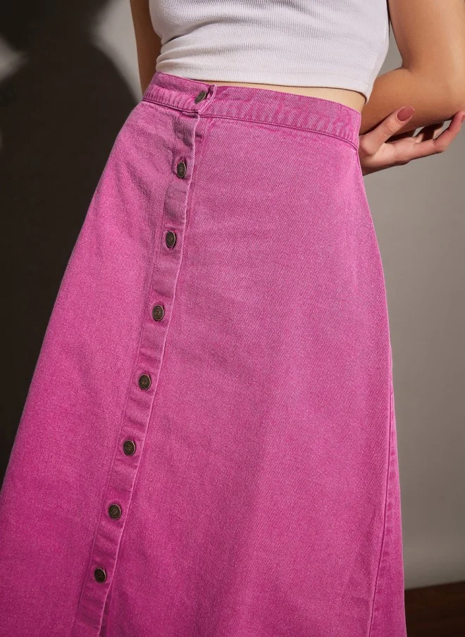 ساسافراس Pink Washed A-Line Skirt for Women
