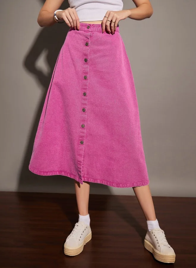 ساسافراس Pink Washed A-Line Skirt for Women