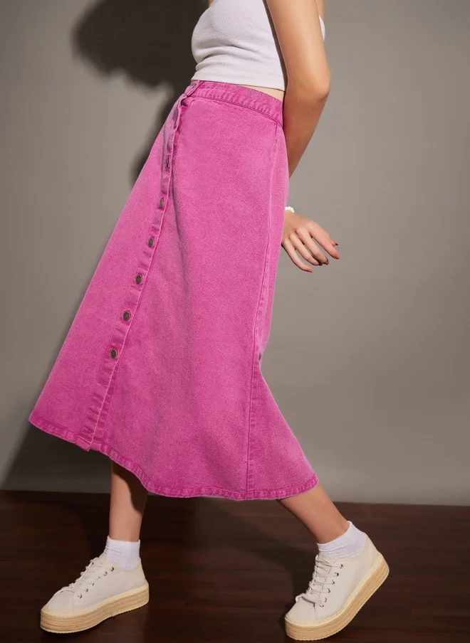 ساسافراس Pink Washed A-Line Skirt for Women