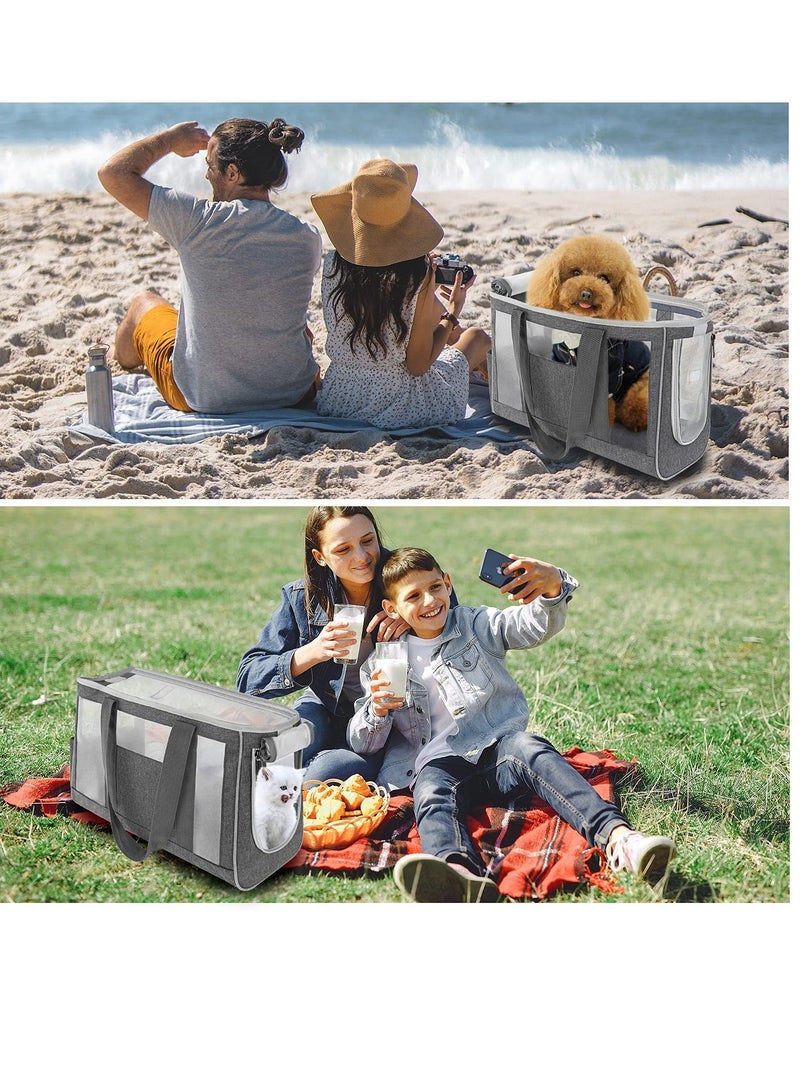 XiuWoo Pet Carrier Bag, Hand Bag for Cats, Portable Travel Dogs Cats Puppies Carriers Bags with Safety Hook, Cushioned Base, Breathable Mesh- Grey (S) - Image 5