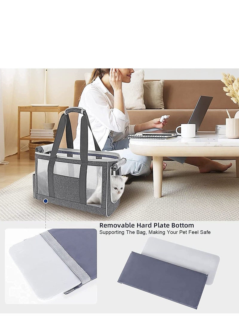 XiuWoo Pet Carrier Bag, Hand Bag for Cats, Portable Travel Dogs Cats Puppies Carriers Bags with Safety Hook, Cushioned Base, Breathable Mesh- Grey (S) - Image 4