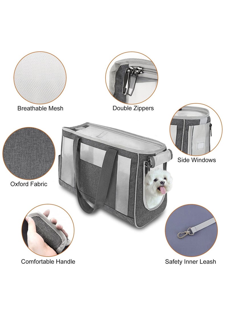 XiuWoo Pet Carrier Bag, Hand Bag for Cats, Portable Travel Dogs Cats Puppies Carriers Bags with Safety Hook, Cushioned Base, Breathable Mesh- Grey (S) - Image 2