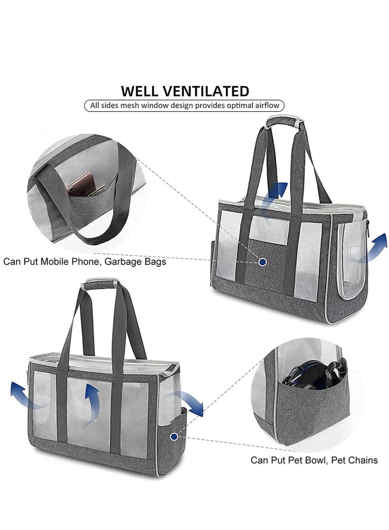XiuWoo Pet Carrier Bag, Hand Bag for Cats, Portable Travel Dogs Cats Puppies Carriers Bags with Safety Hook, Cushioned Base, Breathable Mesh- Grey (S) - Image 3