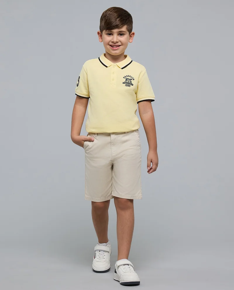 أر أند بي Solid Shorts with Button Closure