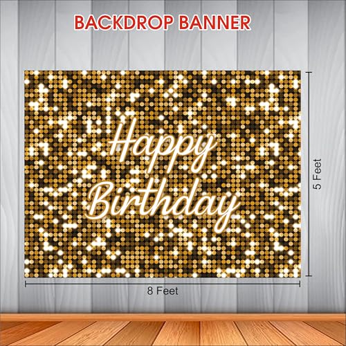 Party Baazaar Golden Birthday Backdrop 5x4 Ft | Backdrops for Decoration | Birthday Decoration Backdrop | Banner for Kids Theme Party - Image 3