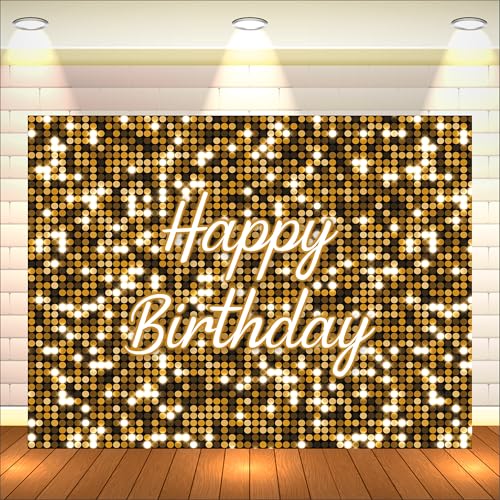 Party Baazaar Golden Birthday Backdrop 5x4 Ft | Backdrops for Decoration | Birthday Decoration Backdrop | Banner for Kids Theme Party - Image 1